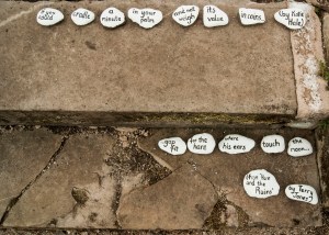 Beneath The Boughs poetry installation: created by Katie Hale at Lowther Castle & Gardens, Cumbria. Funded by Arts Council England.