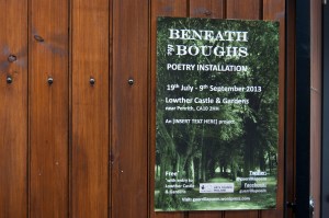 Beneath The Boughs poetry installation: created by Katie Hale at Lowther Castle & Gardens, Cumbria. Funded by Arts Council England.