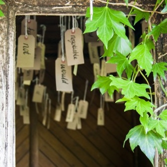 Beneath The Boughs poetry installation at Lowther Castle & Gardens, Cumbria - created by Katie Hale
