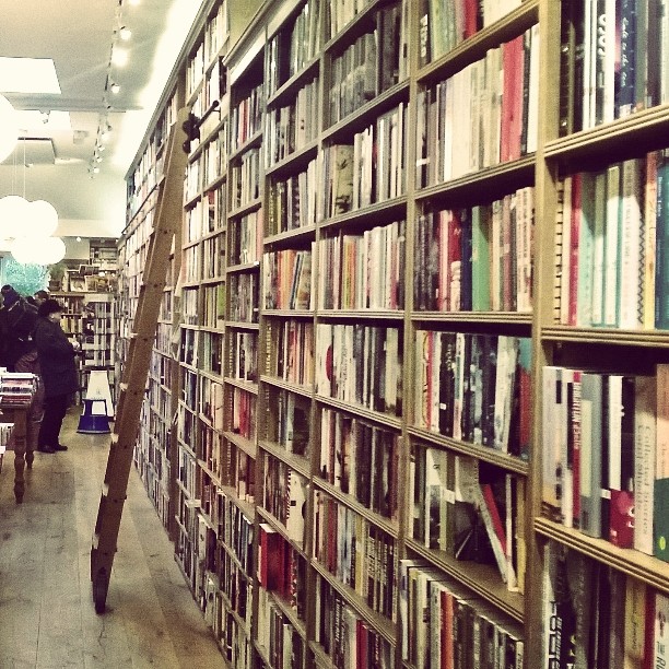 Sliding ladders in Topping's Bookshop, St Andrews
