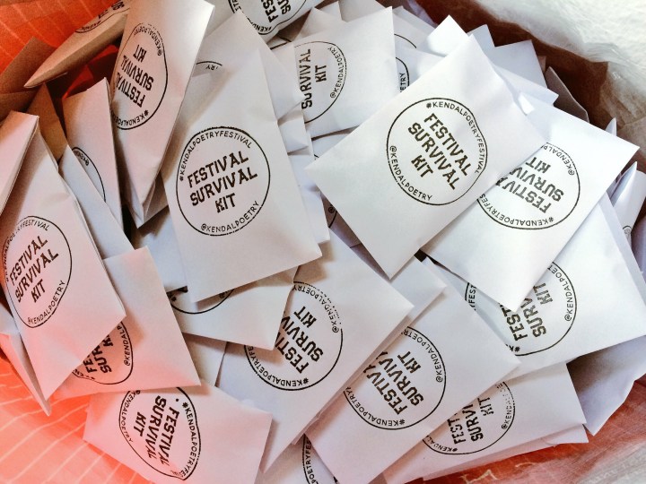 Kendal Poetry Festival 2018: guerrilla poetry, Festival Survival Kits